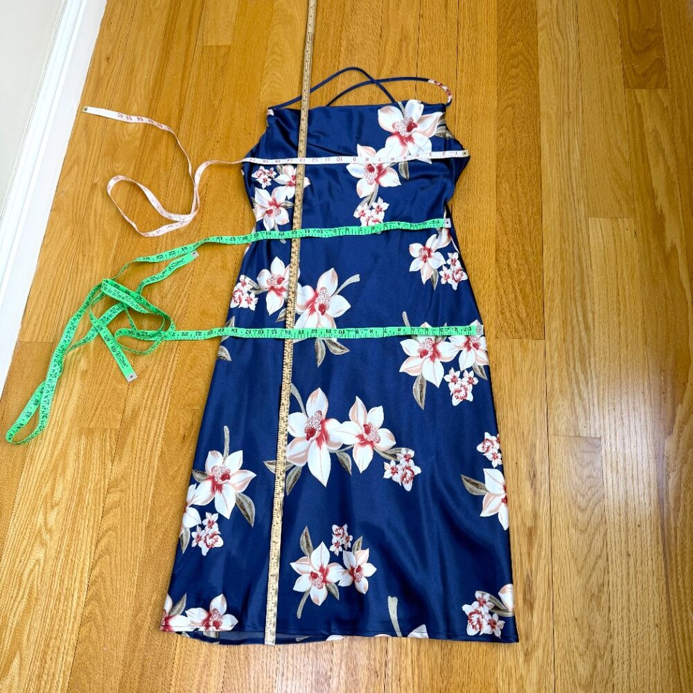 Baltic Born Satin Dress Katarina Slip Midi Blue Floral (M) NWT - Picture 8 of 9